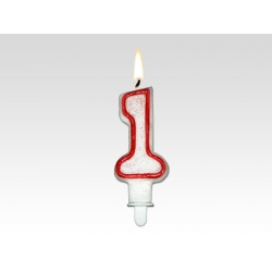 Świeczka cyferka czerwona "1"