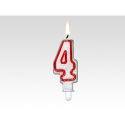 Świeczka cyferka czerwona "4"