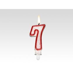 Świeczka cyferka czerwona "7"