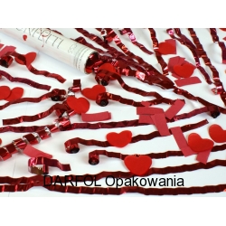 Wystrzałowe konfetti ślubne czerwone serca i serpentyny 6-8 metrów
