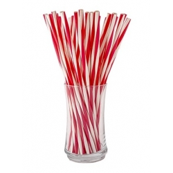 Słomka zakręcona biało - czerwona
