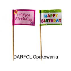 Flaga "Happy Birthday" wykałaczki bankietowe 8cm